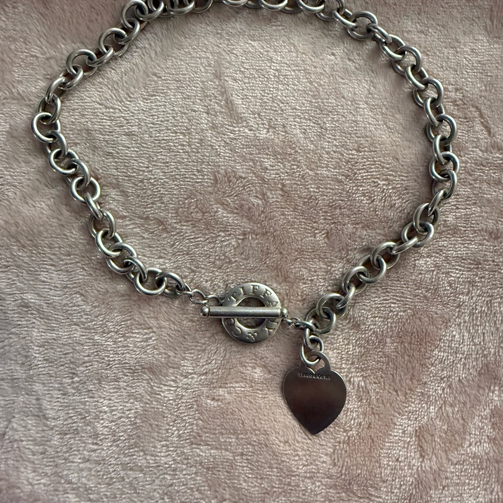 Authentic Return to Tiffany Silver Heart Charm Necklace